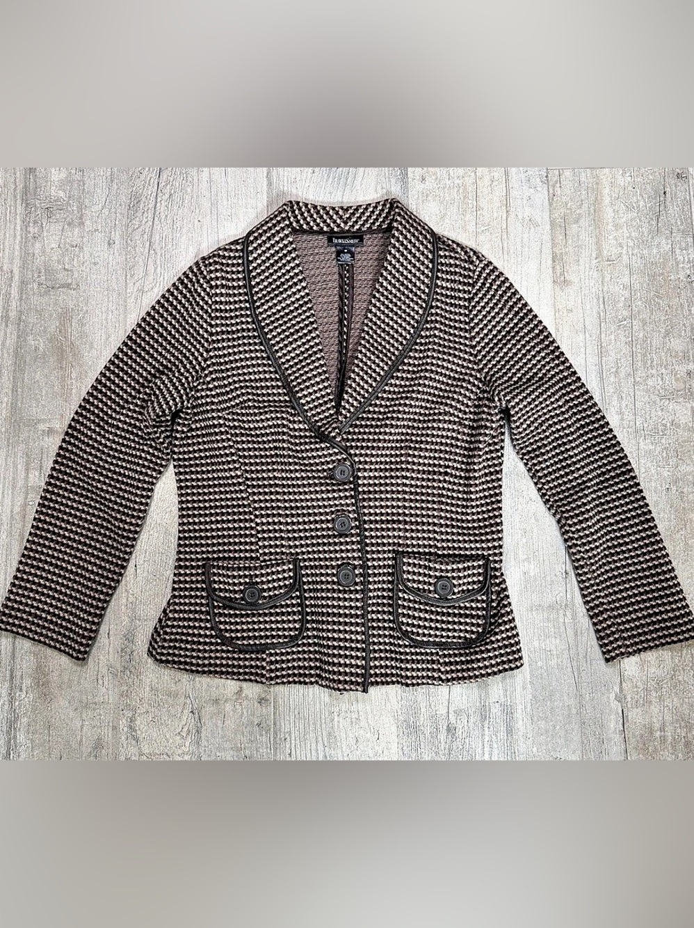 TravelSmith Women's Geometric Blazer in Brown & Black Size Medium